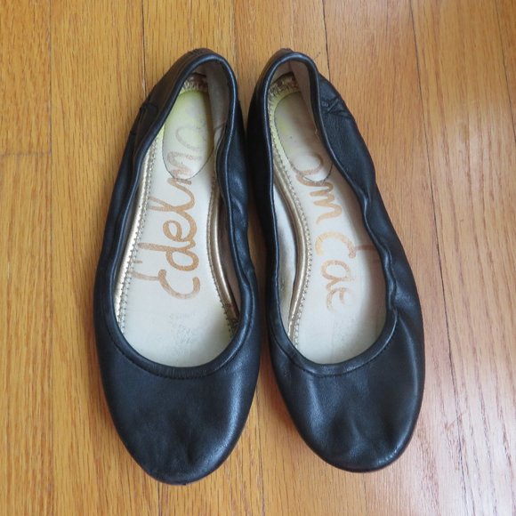 CLEARANCE! Sam Edelman Fritz Ballet Flats in Black leather size 5.5 - Picture 1 of 9